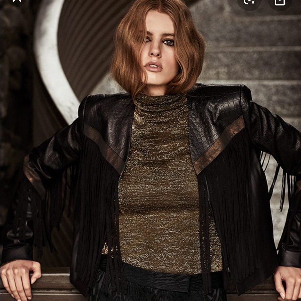Rachel Zoe | Gold Shimmery Turtleneck